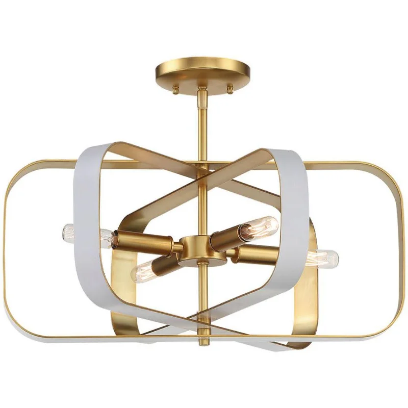 Industrial Lighting for Textile MillsAureum 20 in. 4 Lights Semi flush Mount Light Matte White & Gold finish Industrial Lighting for Textile MillsAureum 20 in. 4 Lights Semi flush Mount Light Matte White & Gold finish