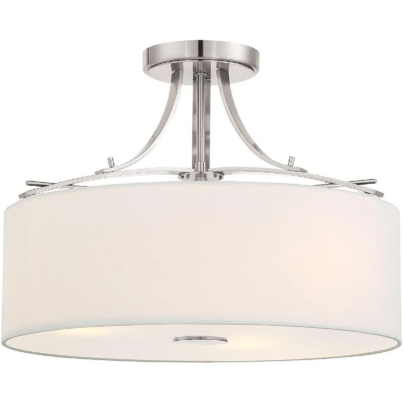 Industrial Lighting for Printing Press FacilitiesPoleis 17 in. 3 Lights Semi flush Mount Light Brushed Nickel finish Industrial Lighting for Printing Press FacilitiesPoleis 17 in. 3 Lights Semi flush Mount Light Brushed Nickel finish