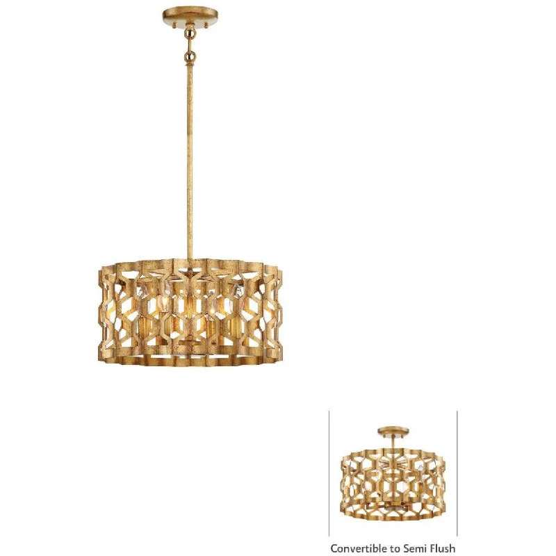 Industrial Ceiling - Mounted Lighting for Assembly PlantsCoronade 16 In. 4 Lights Semi Flush Mount Light Gold Finish Industrial Ceiling - Mounted Lighting for Assembly PlantsCoronade 16 In. 4 Lights Semi Flush Mount Light Gold Finish