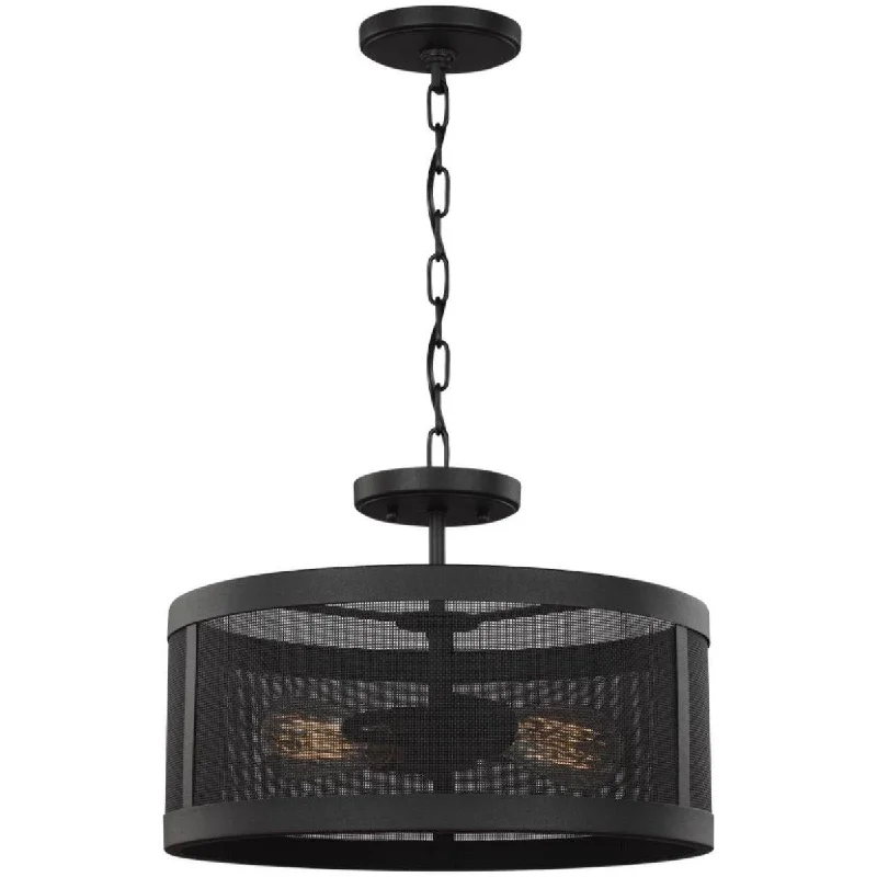 Industrial Area Lighting for Large Open SpacesGereon 16 in. 2 Lights Semi Flush Mount Light Black finish Industrial Area Lighting for Large Open SpacesGereon 16 in. 2 Lights Semi Flush Mount Light Black finish