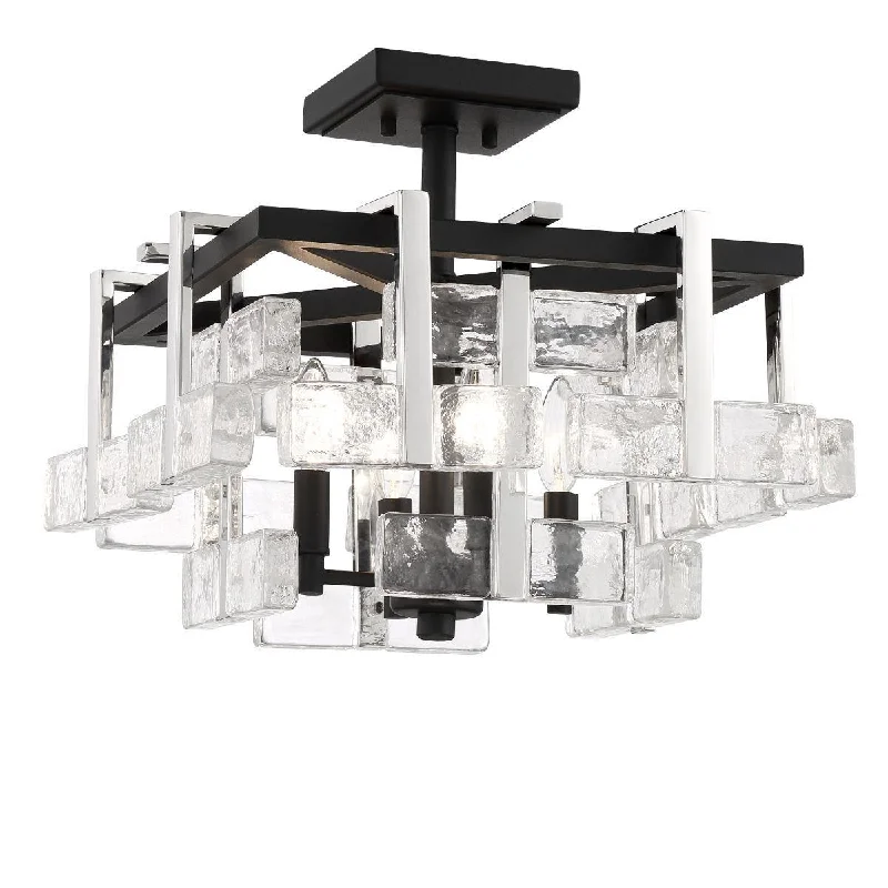 High - Bay LED Industrial Lighting for WarehousesPainesdale 16 in. 4 Lights Semi flush Mount Light Black & Polished Nickel Finish