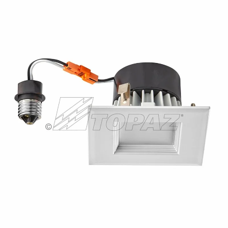 White track lighting for a clean lookTopaz RTL/44SQ/WH/90/D 4 Inch LED Recessed Retrofit Downlight Square Baffle Trim 4000K White track lighting for a clean lookTopaz RTL/44SQ/WH/90/D 4 Inch LED Recessed Retrofit Downlight Square Baffle Trim 4000K