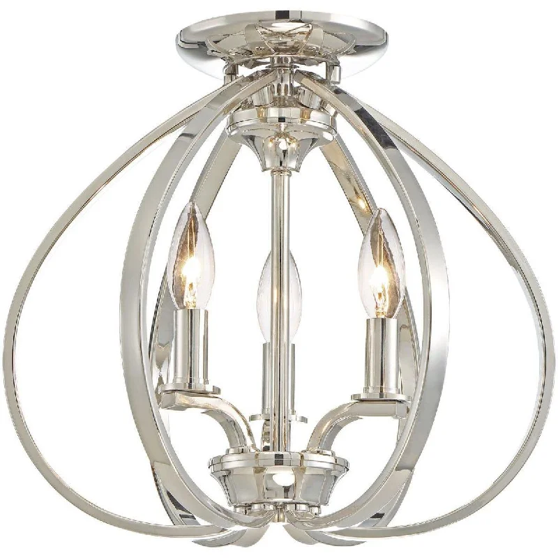 Industrial Emergency Lighting for Safety in FactoriesTilbury 14 in. 3 Lights Semi flush Mount Light Polished Nickel finish Industrial Emergency Lighting for Safety in FactoriesTilbury 14 in. 3 Lights Semi flush Mount Light Polished Nickel finish