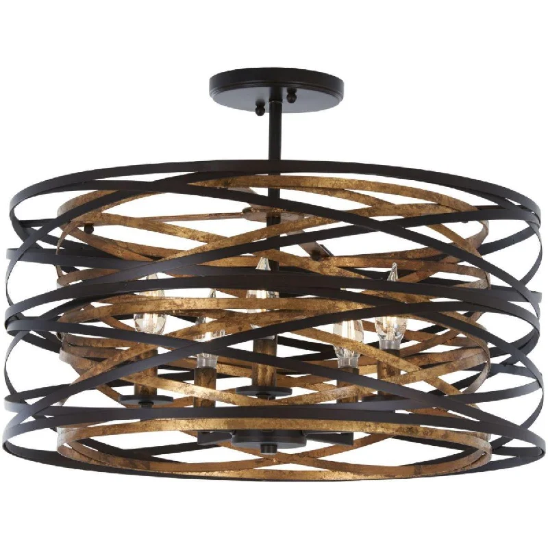 Industrial Emergency Lighting for Safety in FactoriesVortic Flow 20 in. 5 Lights Semi flush Mount Light Dark Bronze & Gold finish Industrial Emergency Lighting for Safety in FactoriesVortic Flow 20 in. 5 Lights Semi flush Mount Light Dark Bronze & Gold finish