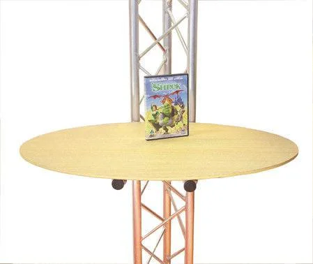 Track lighting with multiple heads for flexibilityLighting truss table or shelf 400mm diameter