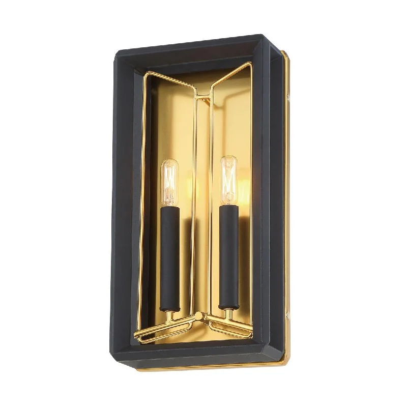 Industrial Exit Sign Lighting for Quick EvacuationSable Point 17 in. 2 Lights Wall Light Black & Gold finish Industrial Exit Sign Lighting for Quick EvacuationSable Point 17 in. 2 Lights Wall Light Black & Gold finish