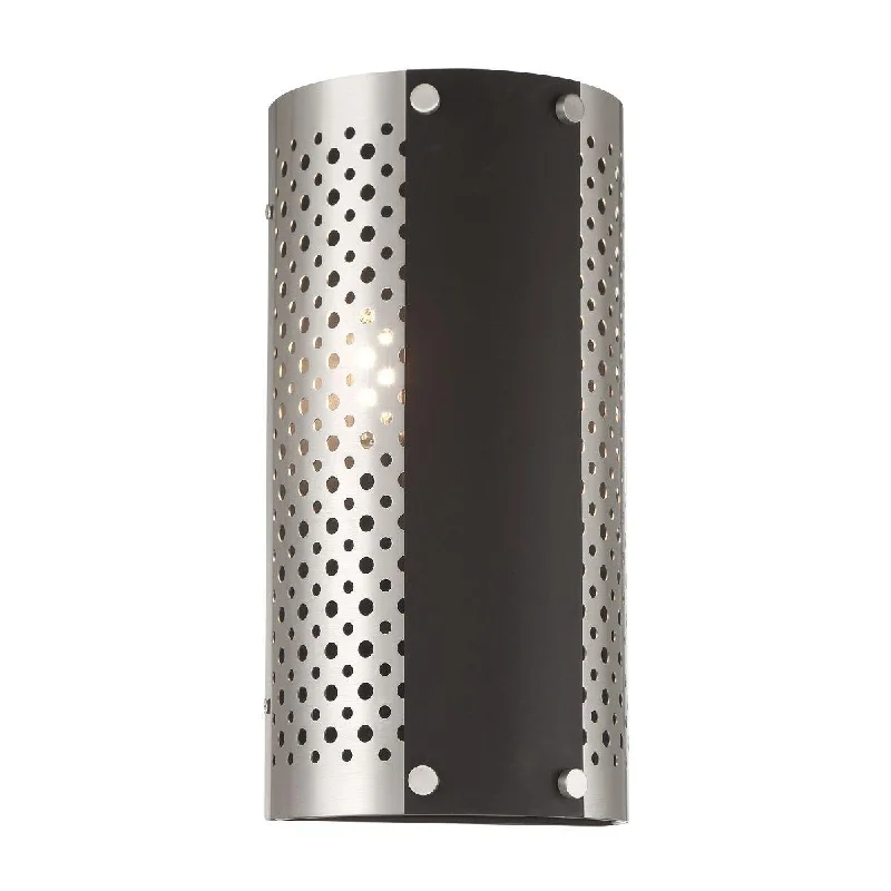 Industrial Lighting for Furniture FactoriesNoho By Robin Baron 14 in. 2 lights Wall Light Brushed Nickel & Black finish Industrial Lighting for Furniture FactoriesNoho By Robin Baron 14 in. 2 lights Wall Light Brushed Nickel & Black finish