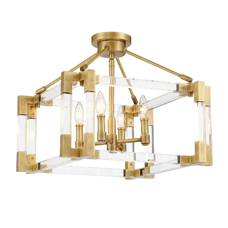 Industrial Flood Lighting for Outdoor Loading DocksPrima Vista 19 in. 4 Lights Semi flush Mount Light Antique Brass Finish Industrial Flood Lighting for Outdoor Loading DocksPrima Vista 19 in. 4 Lights Semi flush Mount Light Antique Brass Finish
