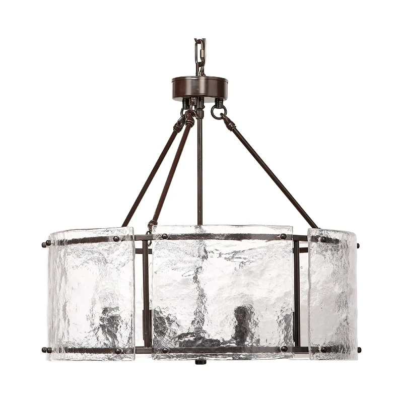 Track lighting with clear glass shadesGlenn Large Round Chandelier