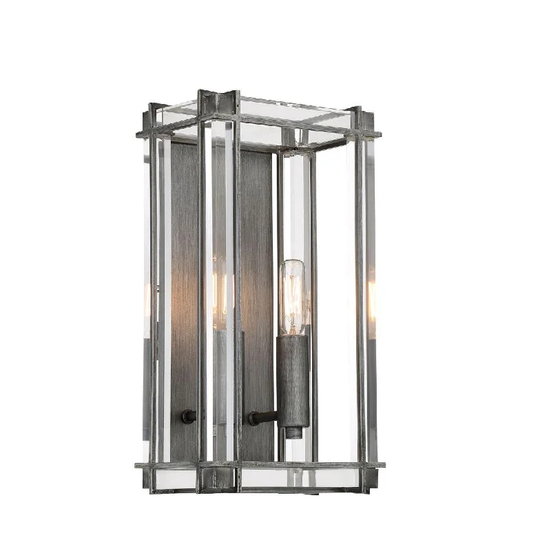 Industrial Ceiling - Mounted Lighting for Assembly PlantsLangen Square 14 in. 2 Lights Wall Sconce Antique Nickel finish