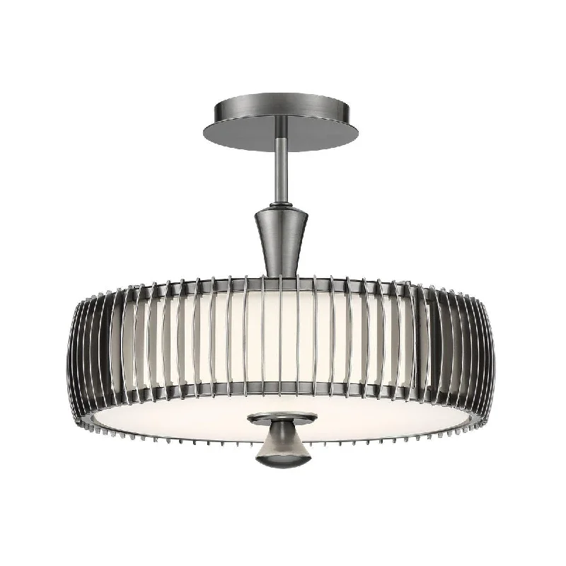 Dust - Resistant Industrial Lighting for Dirty WorkspacesNight Moves 15 in. LED Semi flush Mount Light Pewter finish Dust - Resistant Industrial Lighting for Dirty WorkspacesNight Moves 15 in. LED Semi flush Mount Light Pewter finish