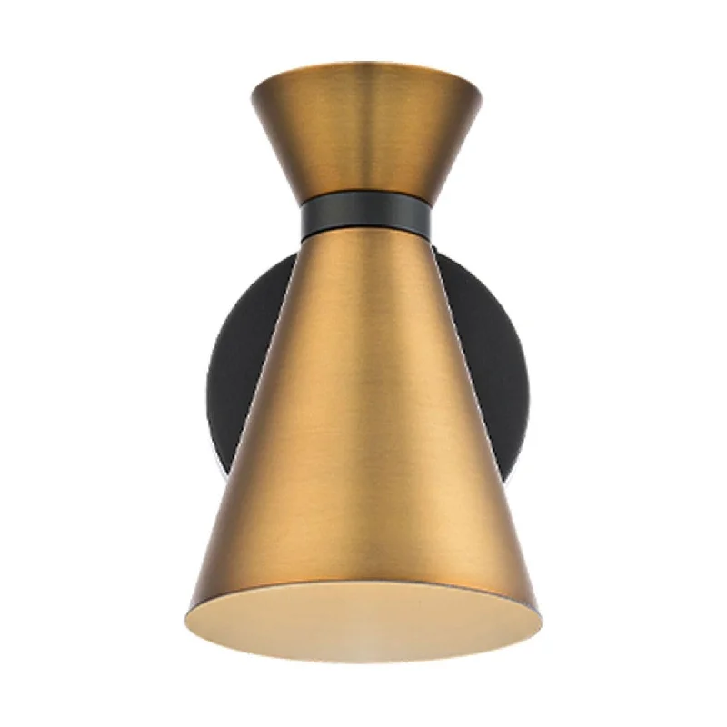 Industrial Lighting with High CRI (Color Rendering Index) for True Color PerceptionPin Up 8 in. LED Wall Sconce with swing arm 3000K Aged Brass & Black Finish Industrial Lighting with High CRI (Color Rendering Index) for True Color PerceptionPin Up 8 in. LED Wall Sconce with swing arm 3000K Aged Brass & Black Finish