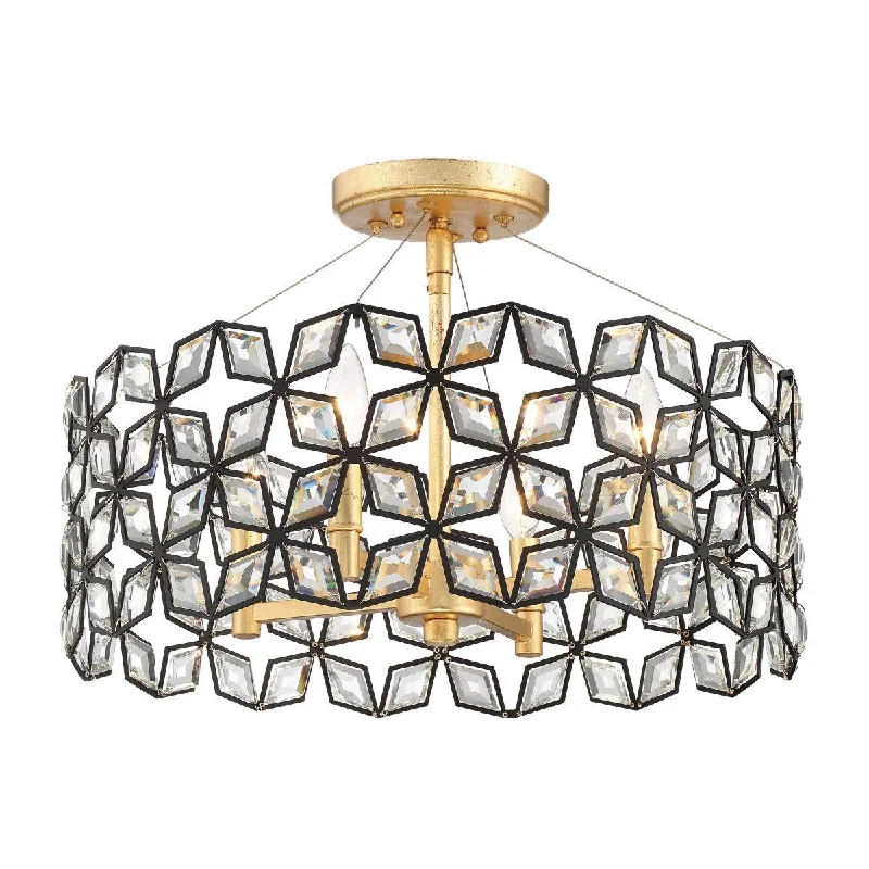 Industrial Lighting for Metal Fabrication ShopsBrookcrest 20 in. 4 Lights Semi flush Mount Light Black & Brass Finish Industrial Lighting for Metal Fabrication ShopsBrookcrest 20 in. 4 Lights Semi flush Mount Light Black & Brass Finish