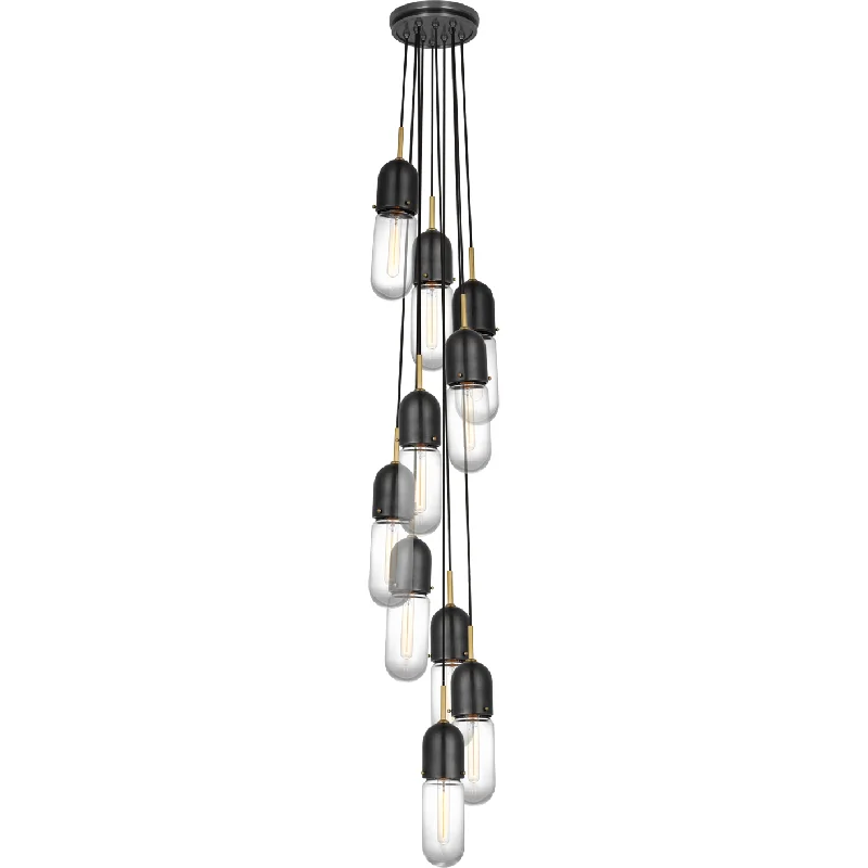 Track lighting with frosted glass shadesJunio 10-Light Pendant