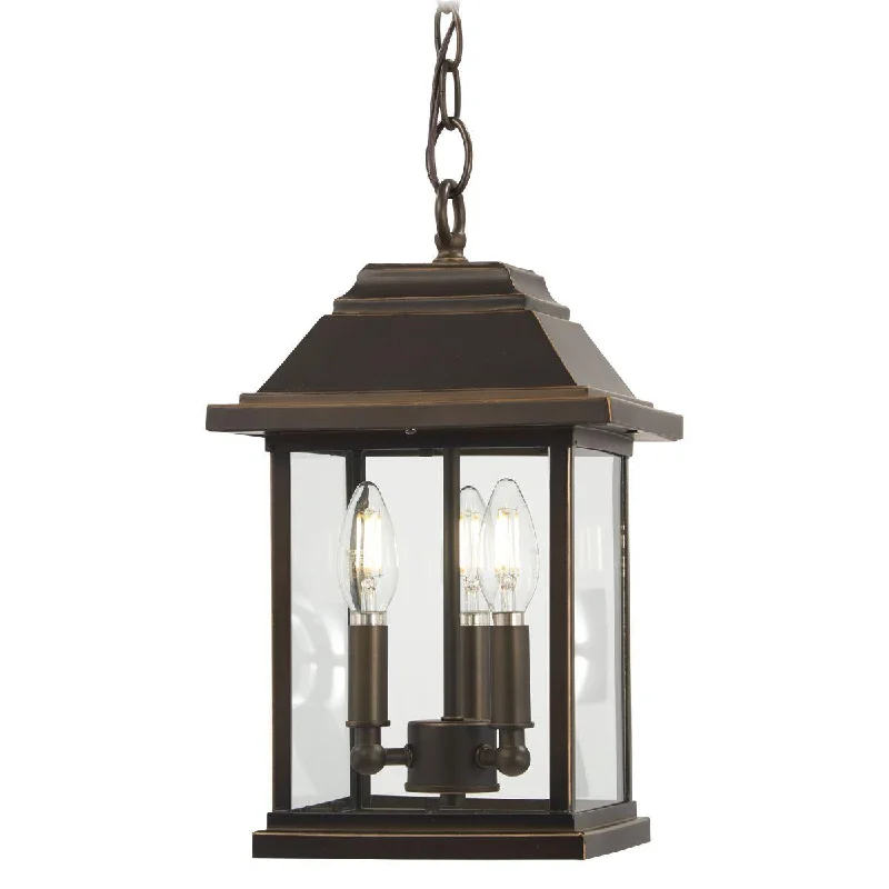 High - Bay LED Industrial Lighting for WarehousesMariner's Pointe 3 lights 9 in. Outdoor Hanging Lantern Oil Rubbed Bronze & Gold finish High - Bay LED Industrial Lighting for WarehousesMariner's Pointe 3 lights 9 in. Outdoor Hanging Lantern Oil Rubbed Bronze & Gold finish