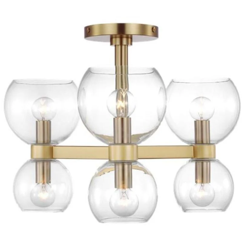 Industrial Flood Lighting for Outdoor Loading DocksLondyn 20 in. 6 Lights Semi flush Mount Light Brushed Brass finish Clear Shade Industrial Flood Lighting for Outdoor Loading DocksLondyn 20 in. 6 Lights Semi flush Mount Light Brushed Brass finish Clear Shade