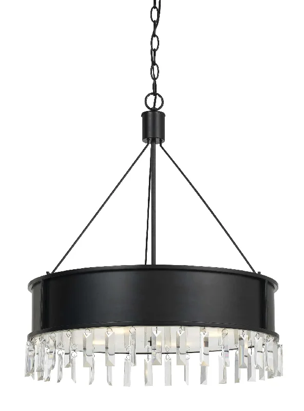 Chandeliers with Adjustable Height for Custom InstallationChandeliers with Adjustable Height for Custom Installation4 Bulb Round Metal Body Chandelier With Hanging Crystal Accents, Black By Benzara Chandeliers with Adjustable Height for Custom InstallationChandeliers with Adjustable Height for Custom Installation4 Bulb Round Metal Body Chandelier With Hanging Crystal Accents, Black By Benzara