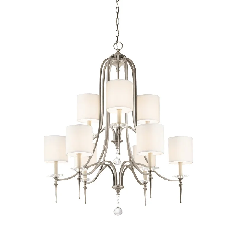 Chandeliers with Metal Frames in Black FinishChandeliers with Metal Frames in Black Finish42873AP - 9 LIGHT PEWTER/SHADE CHANDELIER