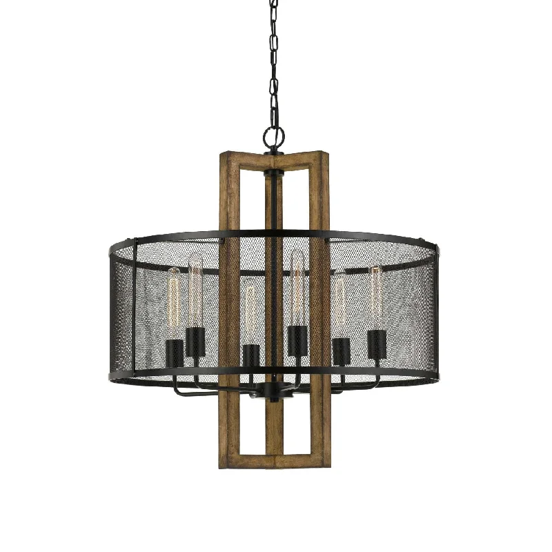 Victorian - Inspired Chandeliers with Ornate DetailsVictorian - Inspired Chandeliers with Ornate Details60 X 6 Wooden Chandelier With Round Metal Mesh Shade, Black And Brown By Benzara Victorian - Inspired Chandeliers with Ornate DetailsVictorian - Inspired Chandeliers with Ornate Details60 X 6 Wooden Chandelier With Round Metal Mesh Shade, Black And Brown By Benzara