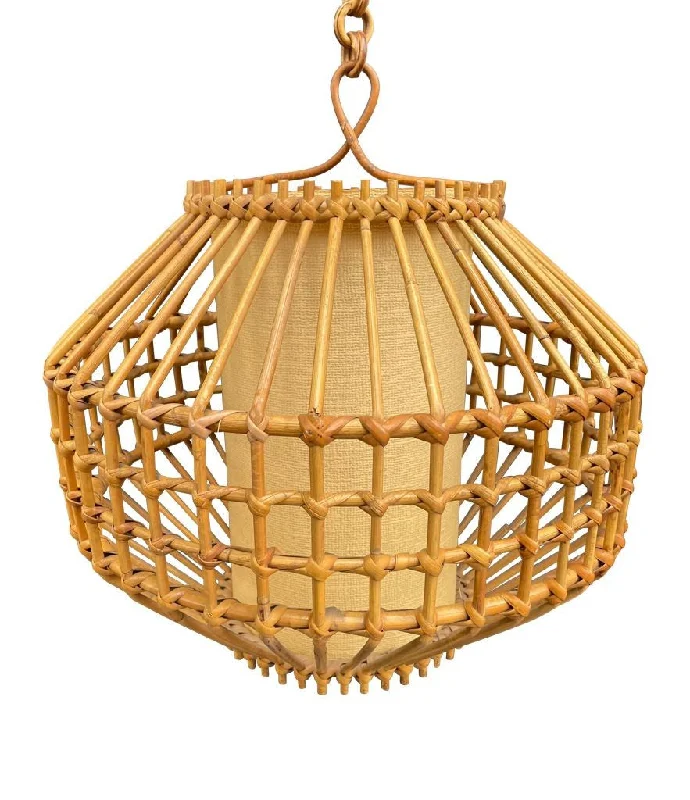 Chandeliers with Adjustable Arms for Directional LightingChandeliers with Adjustable Arms for Directional LightingA French 1960s woven bamboo and parchment hanging light by Louis Sognot