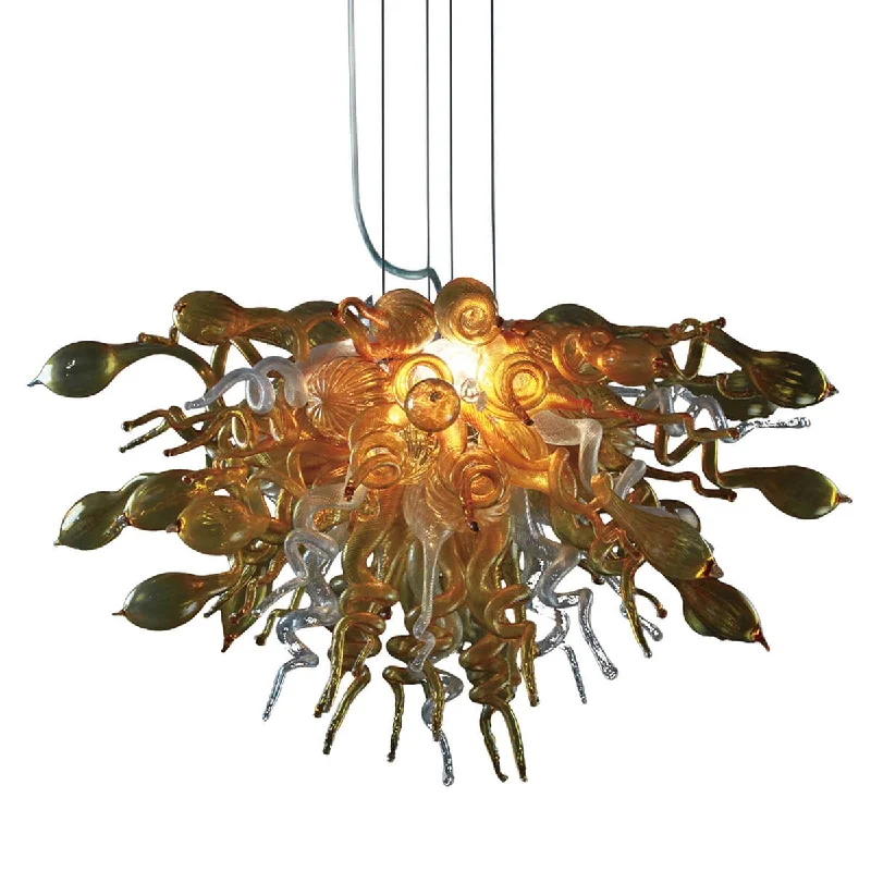 Chandeliers with Candle - Style Bulbs for a Classic AestheticChandeliers with Candle - Style Bulbs for a Classic AestheticBlown Glass Chandelier Golden And Clear Chihuly Style