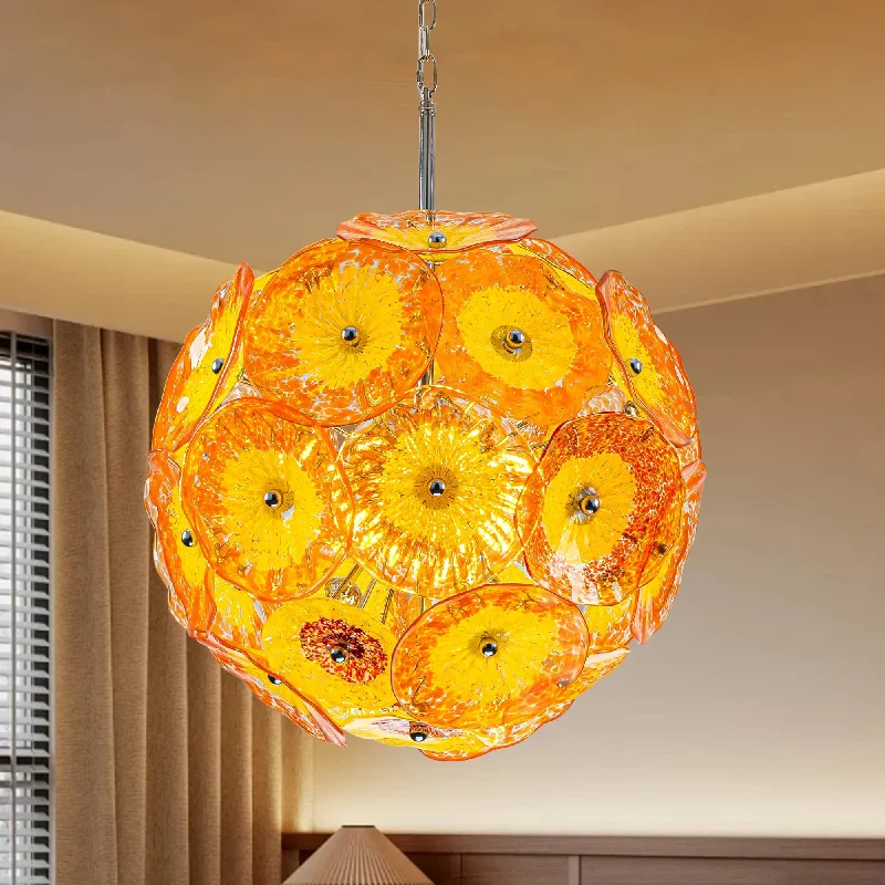 Chandeliers with Murano Glass for a High - End Artistic TouchChandeliers with Murano Glass for a High - End Artistic TouchCeiling In Blooms Blown Glass Plates Chandelier Yellow And Orange Chandeliers with Murano Glass for a High - End Artistic TouchChandeliers with Murano Glass for a High - End Artistic TouchCeiling In Blooms Blown Glass Plates Chandelier Yellow And Orange