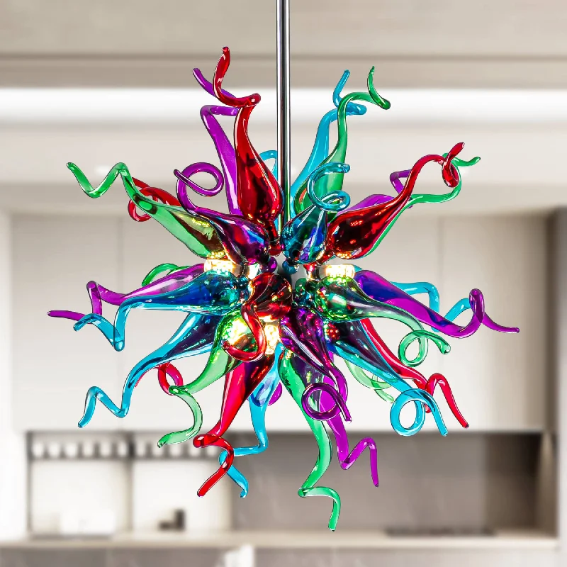 Chandeliers with Metal Frames in Silver FinishChandeliers with Metal Frames in Silver FinishSputnik Blown Glass Chandelier Multi Colors Chandeliers with Metal Frames in Silver FinishChandeliers with Metal Frames in Silver FinishSputnik Blown Glass Chandelier Multi Colors