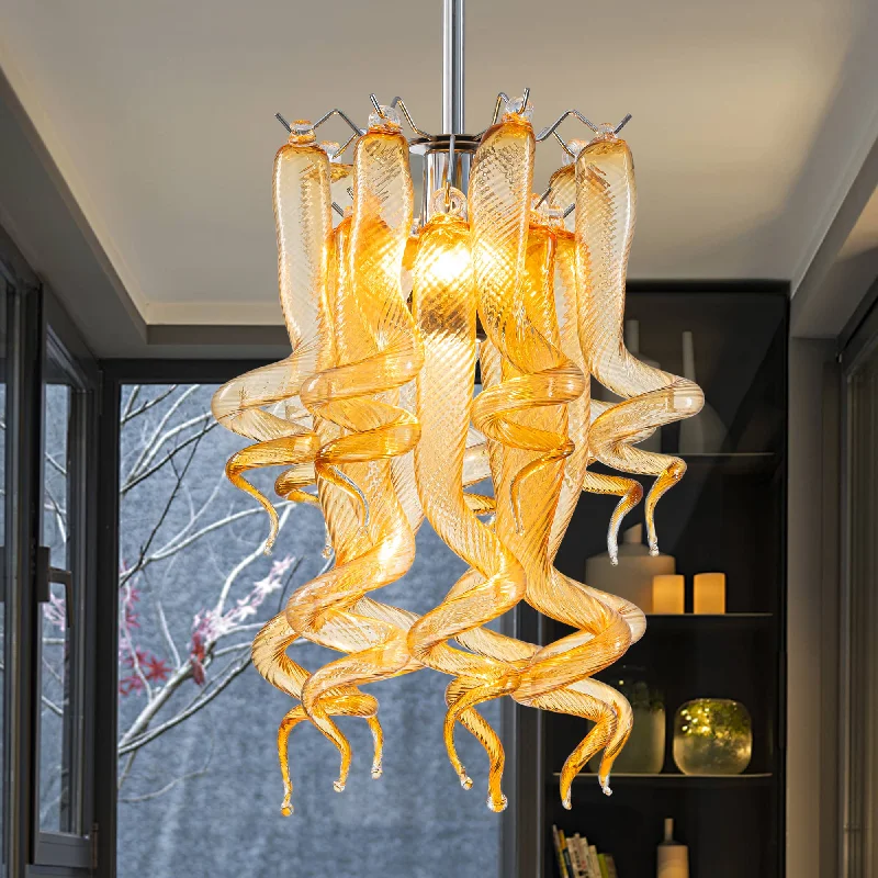 Large Chandeliers for Grand Halls and FoyersLarge Chandeliers for Grand Halls and FoyersMiniature Designed Murano Glass Chandelier Amber Pendants