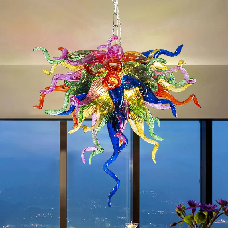 Modern Crystal Chandeliers for Contemporary HomesModern Crystal Chandeliers for Contemporary HomesMulti-Colors Blown Glass Chandelier Chihuly Style W22" X H22"