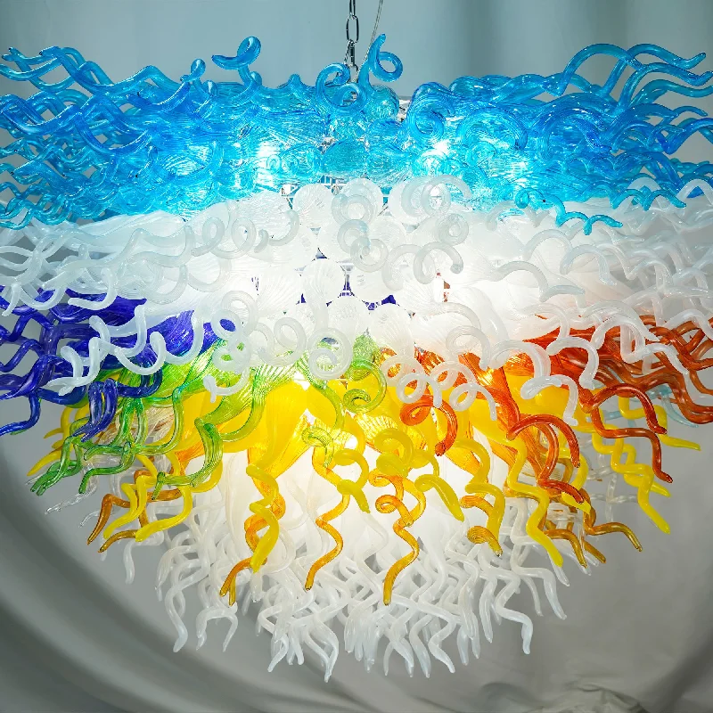 Incandescent Chandeliers for a Warm and Traditional GlowIncandescent Chandeliers for a Warm and Traditional GlowBlown Glass Chandelier Multi Layers Semi-Circular Shape D52"XH32" Incandescent Chandeliers for a Warm and Traditional GlowIncandescent Chandeliers for a Warm and Traditional GlowBlown Glass Chandelier Multi Layers Semi-Circular Shape D52"XH32"
