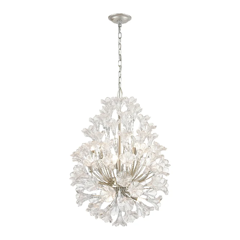 Chandeliers with Metal Frames in Silver FinishChandeliers with Metal Frames in Silver FinishCelene 12-Light chandelier in Aged Silver ELK Lighting
