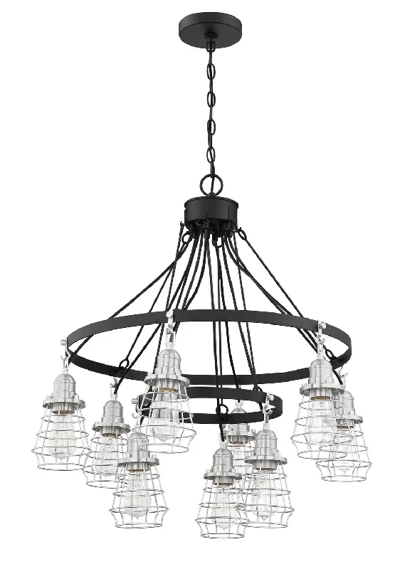 Chandeliers with Metal Frames in Bronze FinishChandeliers with Metal Frames in Bronze FinishCraftmade Thatcher 50629-FBBNK Chandelier Light - Flat Black/Brushed Polished Nickel