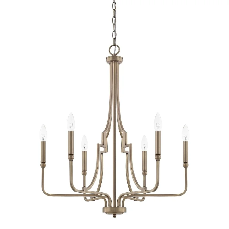 Chandeliers with Metal Frames in Black FinishChandeliers with Metal Frames in Black FinishDawson 6-light Aged Brass Chandelier
