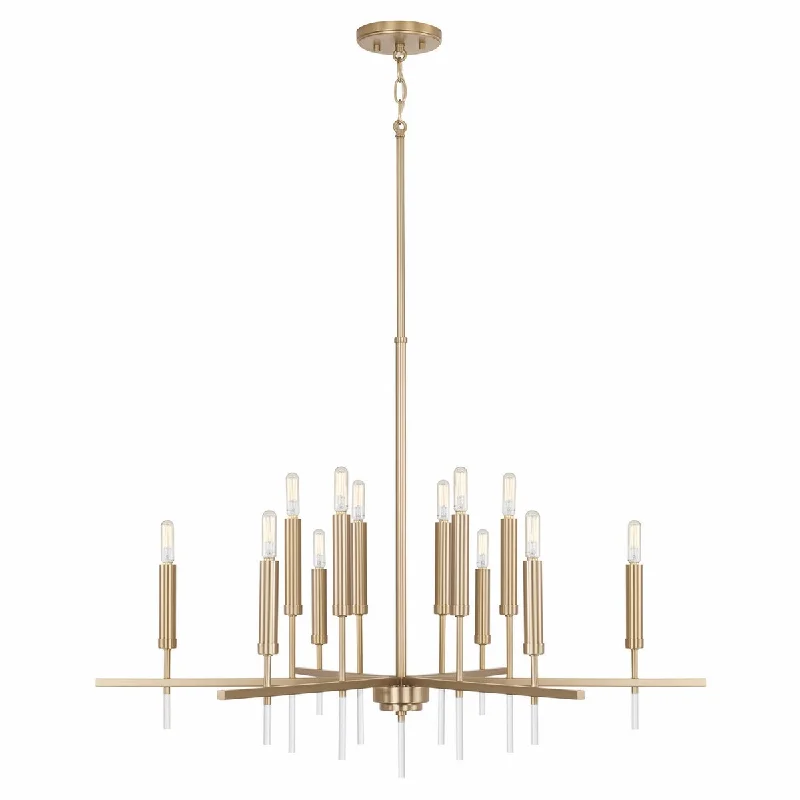 Chandeliers with Colored Glass for a Splash of ColorChandeliers with Colored Glass for a Splash of ColorElora 12-light Matte Brass Hanging Chandelier