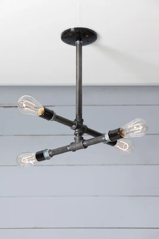 Large Chandeliers for Grand Halls and FoyersLarge Chandeliers for Grand Halls and FoyersIndustrial Black Pipe Chandelier - 4 Bare Bulbs - Black Iron