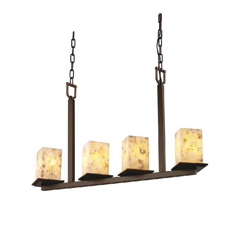 Chandeliers with Clear Crystal for a Sparkling EffectChandeliers with Clear Crystal for a Sparkling EffectJustice Design Alabaster Rocks! Montana Bronze Chandelier, Square Flat Rim Shade