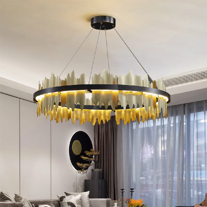 Chandeliers for Low Ceilings to Avoid OvercrowdingChandeliers for Low Ceilings to Avoid OvercrowdingModern Chandelier Matte Gold Ring Copper Lampshade LED Strip