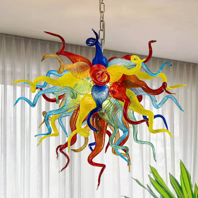 Victorian - Inspired Chandeliers with Ornate DetailsVictorian - Inspired Chandeliers with Ornate DetailsChihuly Style Murano Blown Glass Chandelier Multi-Colors W20"XH24"