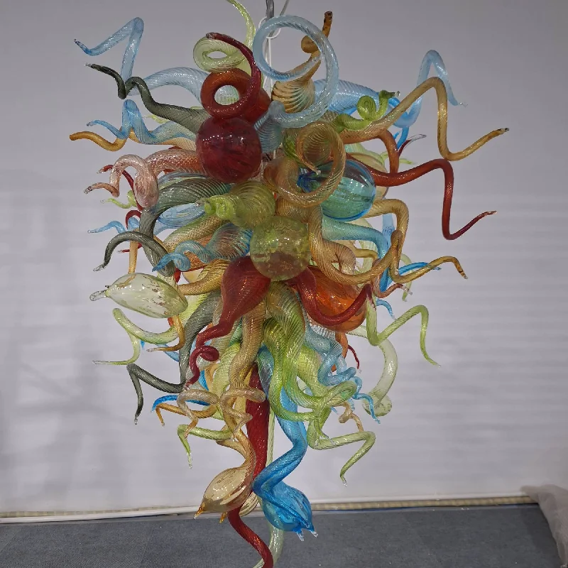 Chandeliers with Frosted Glass for a Softer Light DiffusionChandeliers with Frosted Glass for a Softer Light DiffusionMurano Blown Glass Chandelier Multi Colors Chihuly Style D28"XH48"
