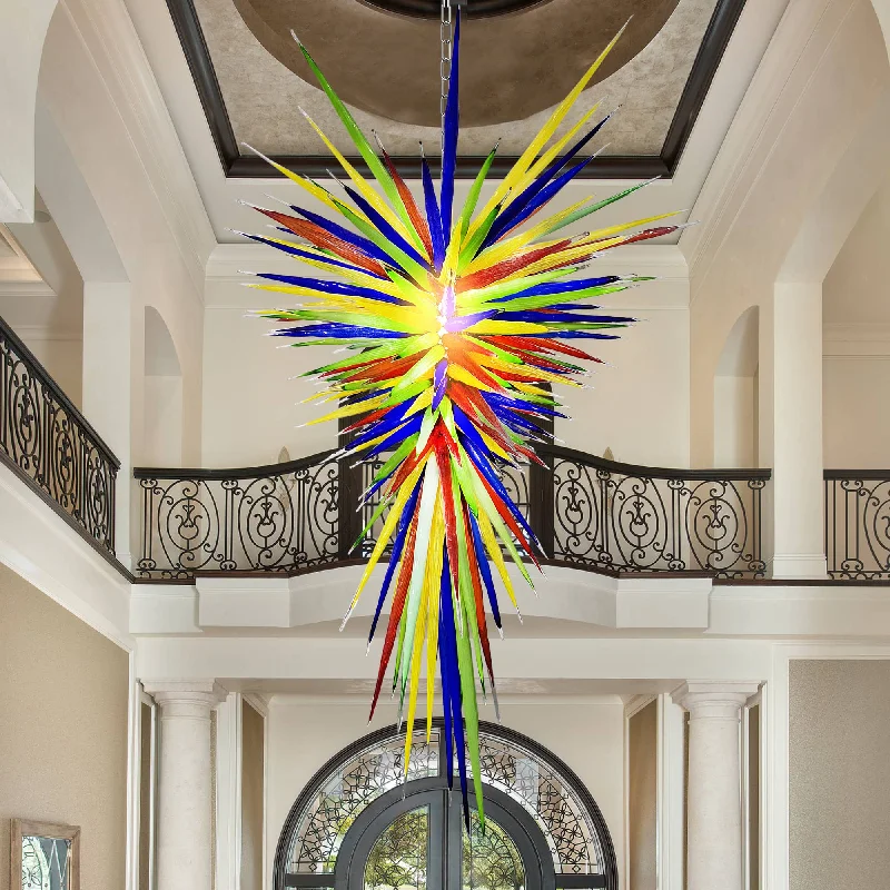 Chandeliers with Metal Frames in Silver FinishChandeliers with Metal Frames in Silver FinishMurano Blown Glass Chandelier Multi-Colors Icicle Spikes