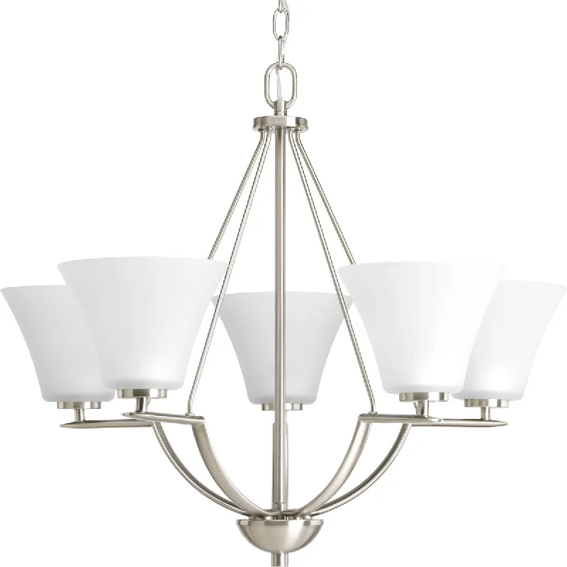 Chandeliers with Frosted Glass for a Softer Light DiffusionChandeliers with Frosted Glass for a Softer Light DiffusionP4623-09 - Bravo 5 Light 27 inch Brushed Nickel Chandelier Chandeliers with Frosted Glass for a Softer Light DiffusionChandeliers with Frosted Glass for a Softer Light DiffusionP4623-09 - Bravo 5 Light 27 inch Brushed Nickel Chandelier