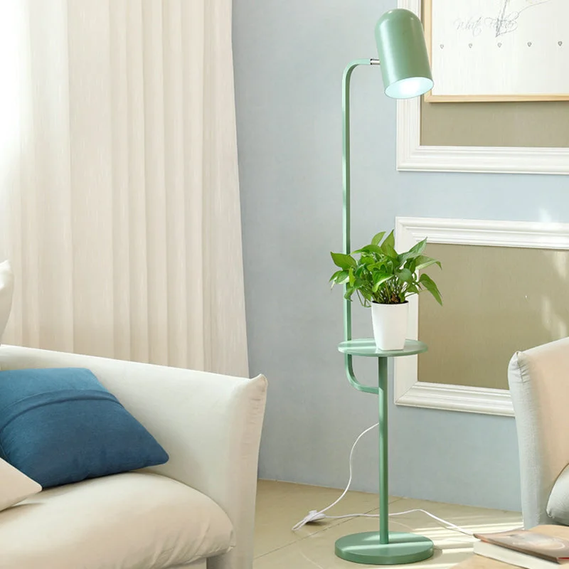 industrial style table lamps with exposed bulbs for loft apartmentsindustrial style table lamps with exposed bulbs for loft apartmentsMetal Floor Light Warehouse: Bell Shaped Living Room Reading Lamp with Wood Shelf Deco - Pink/Yellow/Green Bulb