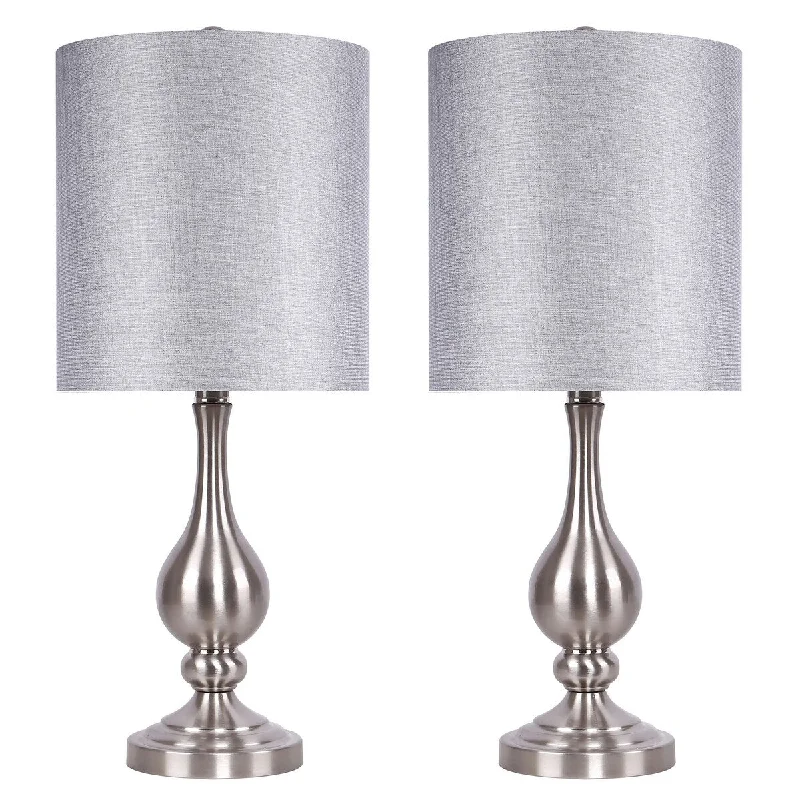 Brushed Nickel w/ Grey Sparkly Linen