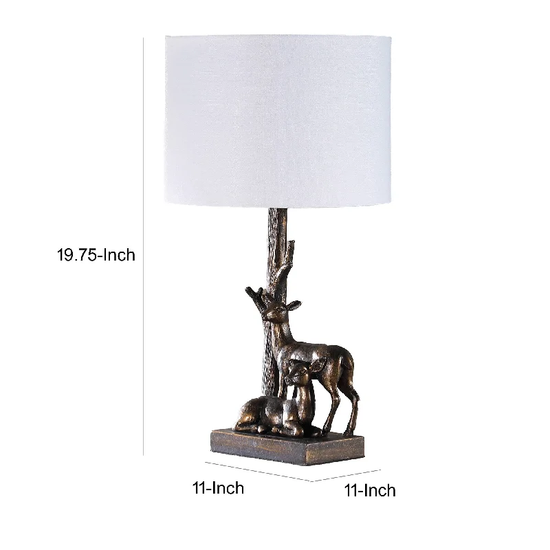wooden table lamps with natural grain for a warm and organic feelwooden table lamps with natural grain for a warm and organic feel20 Inch Accent Table Lamp, Dual Roe Deer Design, White Drum Shade, Bronze