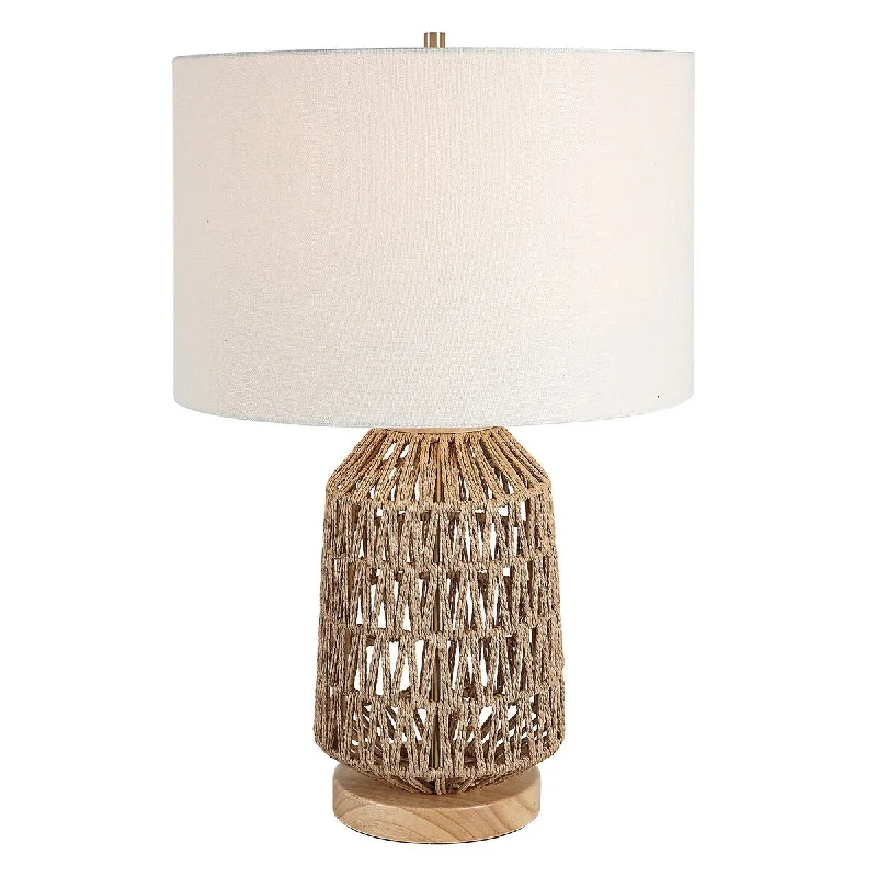 fabric table lamps with a linen shade for a relaxed and breathable lookfabric table lamps with a linen shade for a relaxed and breathable look24 Inch Table Lamp, Brown Woven Rope, Linen Shade, Wood Base, Off White