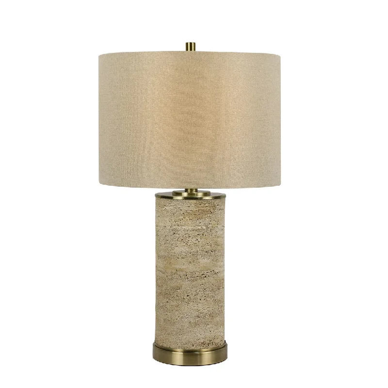 industrial style table lamps with exposed bulbs for loft apartmentsindustrial style table lamps with exposed bulbs for loft apartments25.5" Faux Beige Stone Mounted Cylinder Table Lamp w/Antique Brass and Decorator Shade