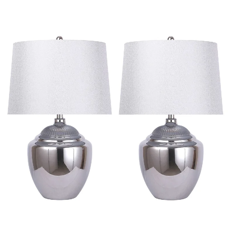 crystal table lamps with dazzling prisms for a glamorous effectcrystal table lamps with dazzling prisms for a glamorous effect25" Chrome Ceramic Table Lamp w/ Empire Shade (Set of 2)