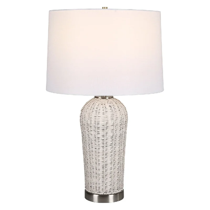 mid century modern table lamps with iconic designs for a stylish studymid century modern table lamps with iconic designs for a stylish study25 Inch Table Lamp, Rattan Woven, White Linen Shade, Brushed Silver Accents