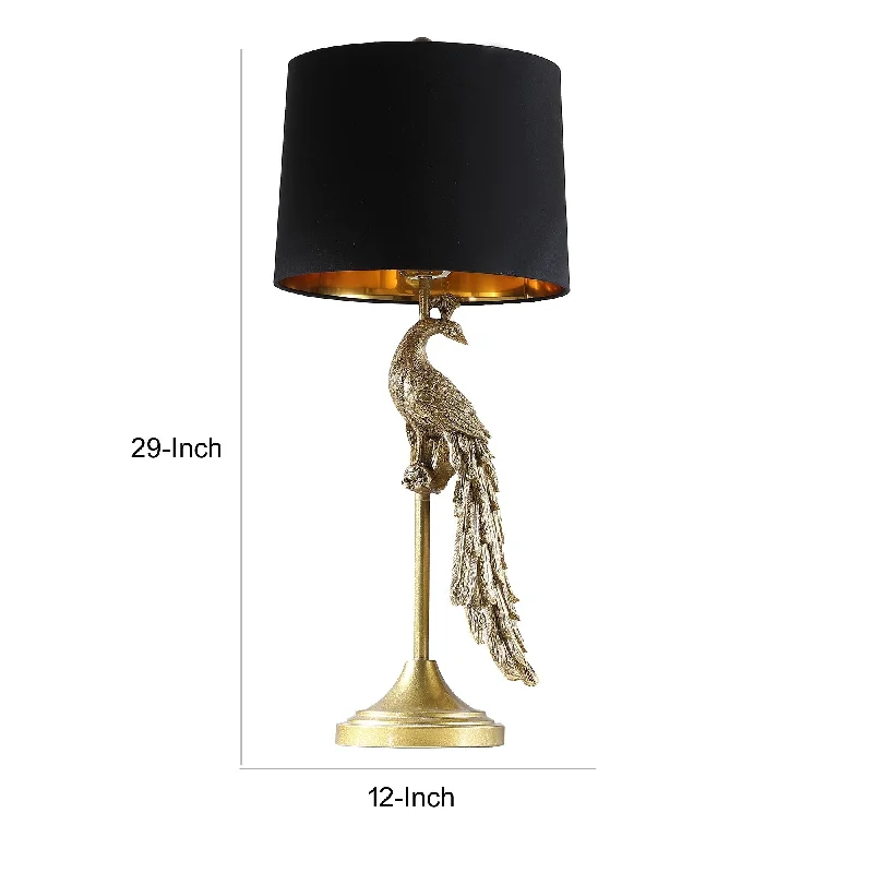 rustic farmhouse table lamps for cozy kitchensrustic farmhouse table lamps for cozy kitchens29 Inch Peacock Table Lamp, Gold Polyresin Sculpture, Black Drum Shade