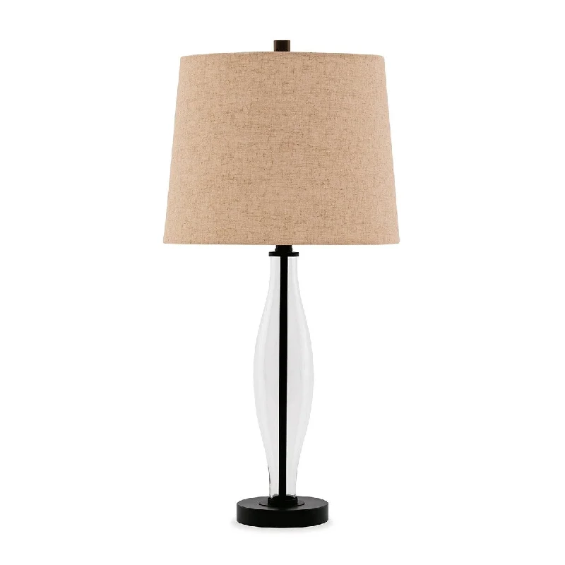 leather table lamps with a distressed texture for a rugged charmleather table lamps with a distressed texture for a rugged charm29 Inch Table Lamp Set of 2, Clear Glass Base, Cream Drum Shade, Black